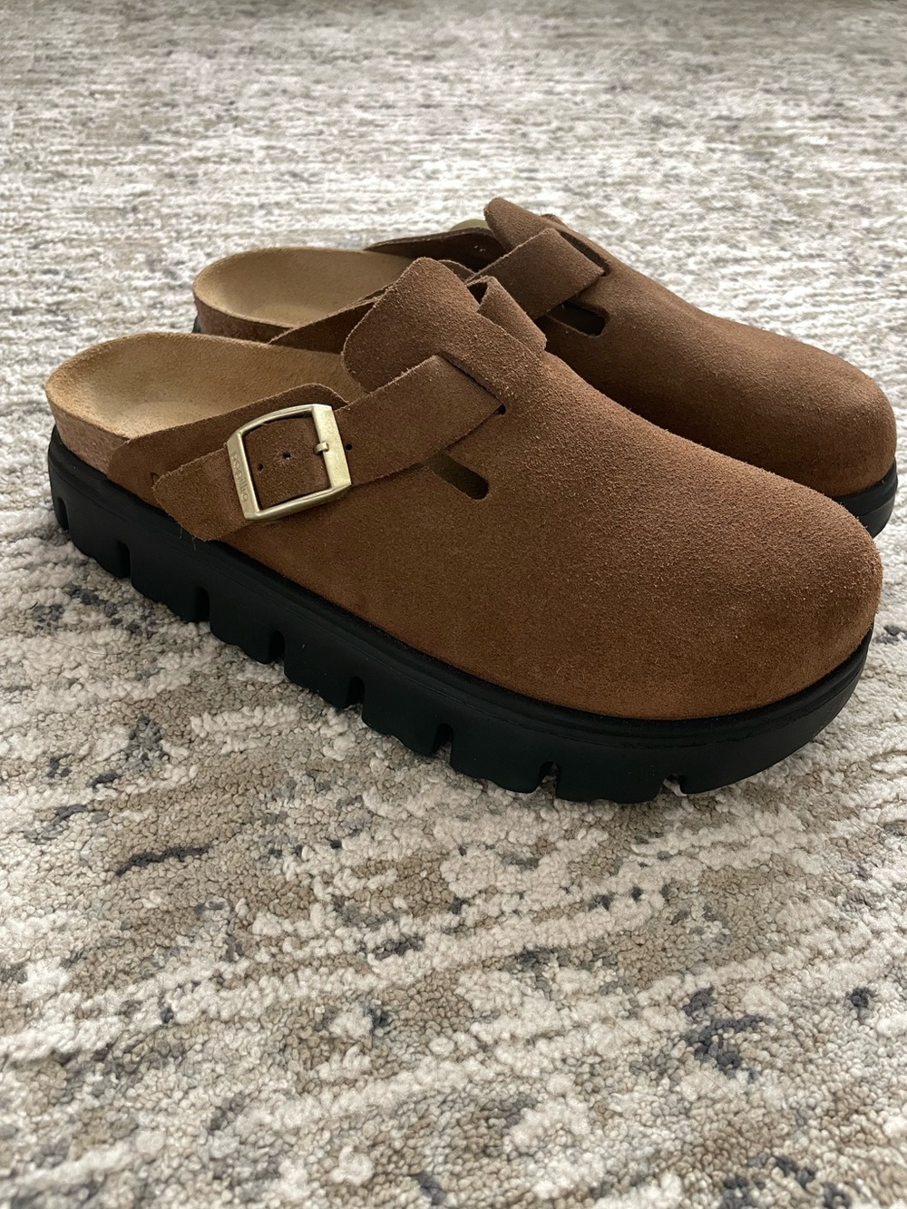 Birkenstock Papillio Chunky Brown Clog Boston Dark Tea 39 Size 8